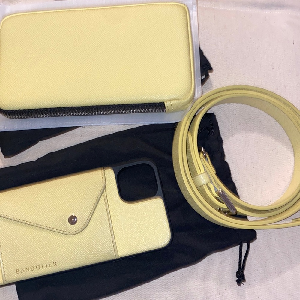Bandolier 11 Pro Max butter yellow strap pouch and phone case